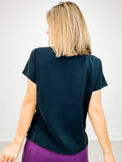Short Sleeve Soft Half Zipper Top