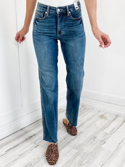 Judy Blue LANDSLIDE Mid-Rise Tummy Control Vintage Straight Jeans