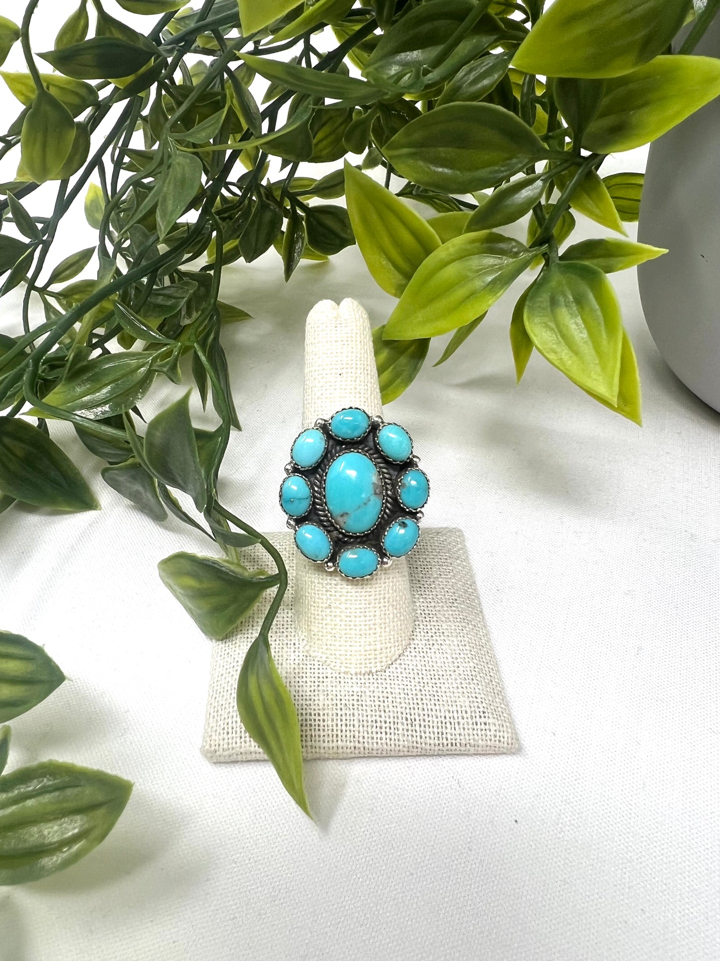 Hada Collection Kingman Turquoise Cluster Ring