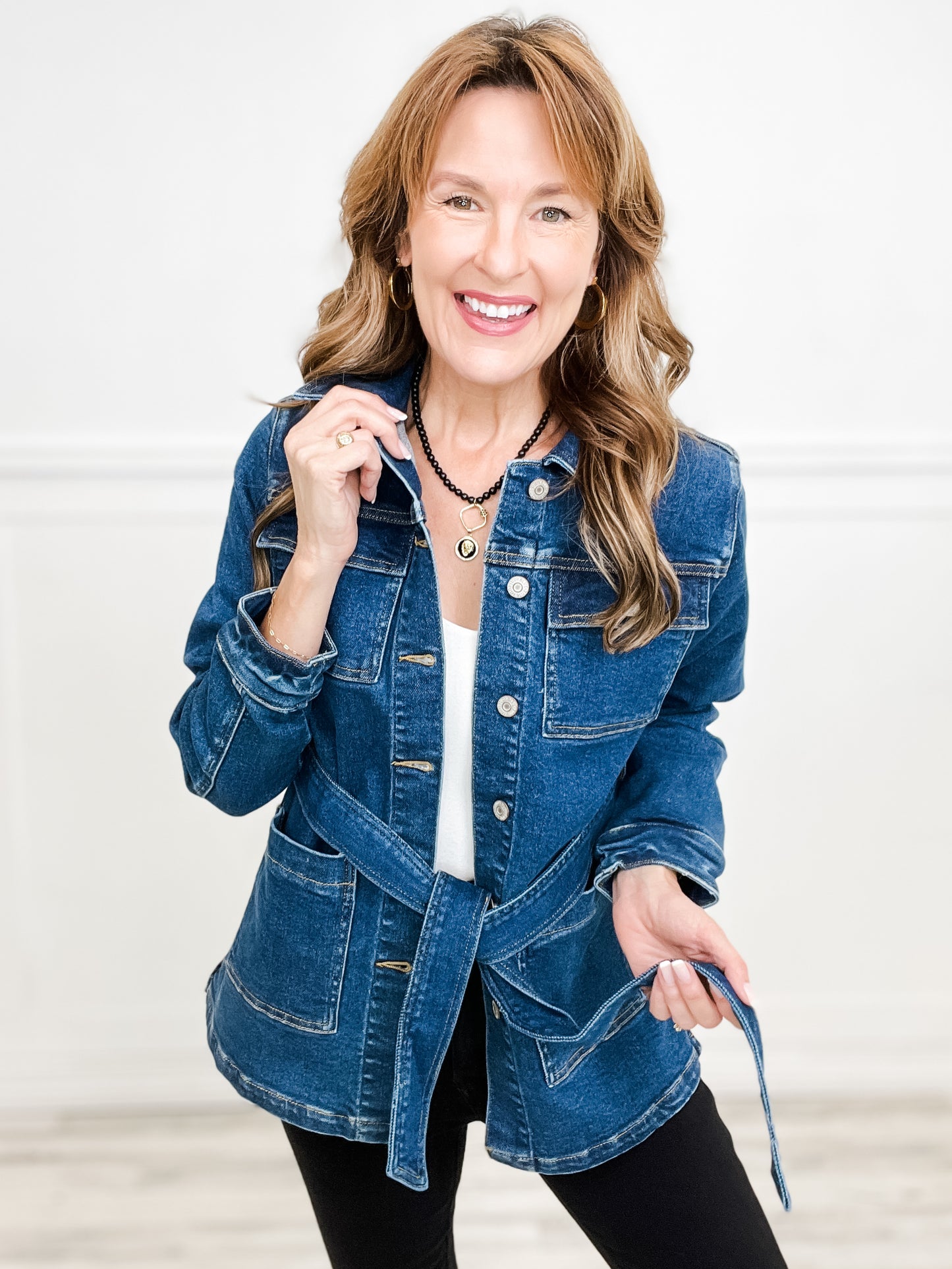 Judy Blue Mid Length Denim Utility Side Slit Jacket