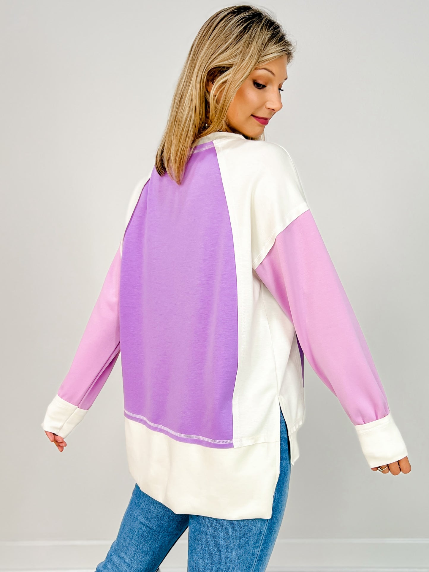 Elevated Long Sleeve Color Block Top