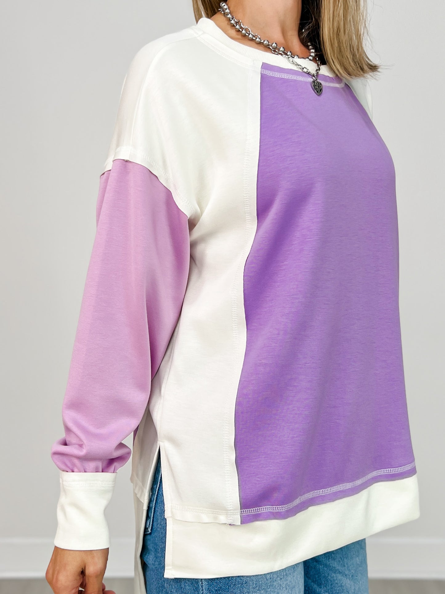 Elevated Long Sleeve Color Block Top