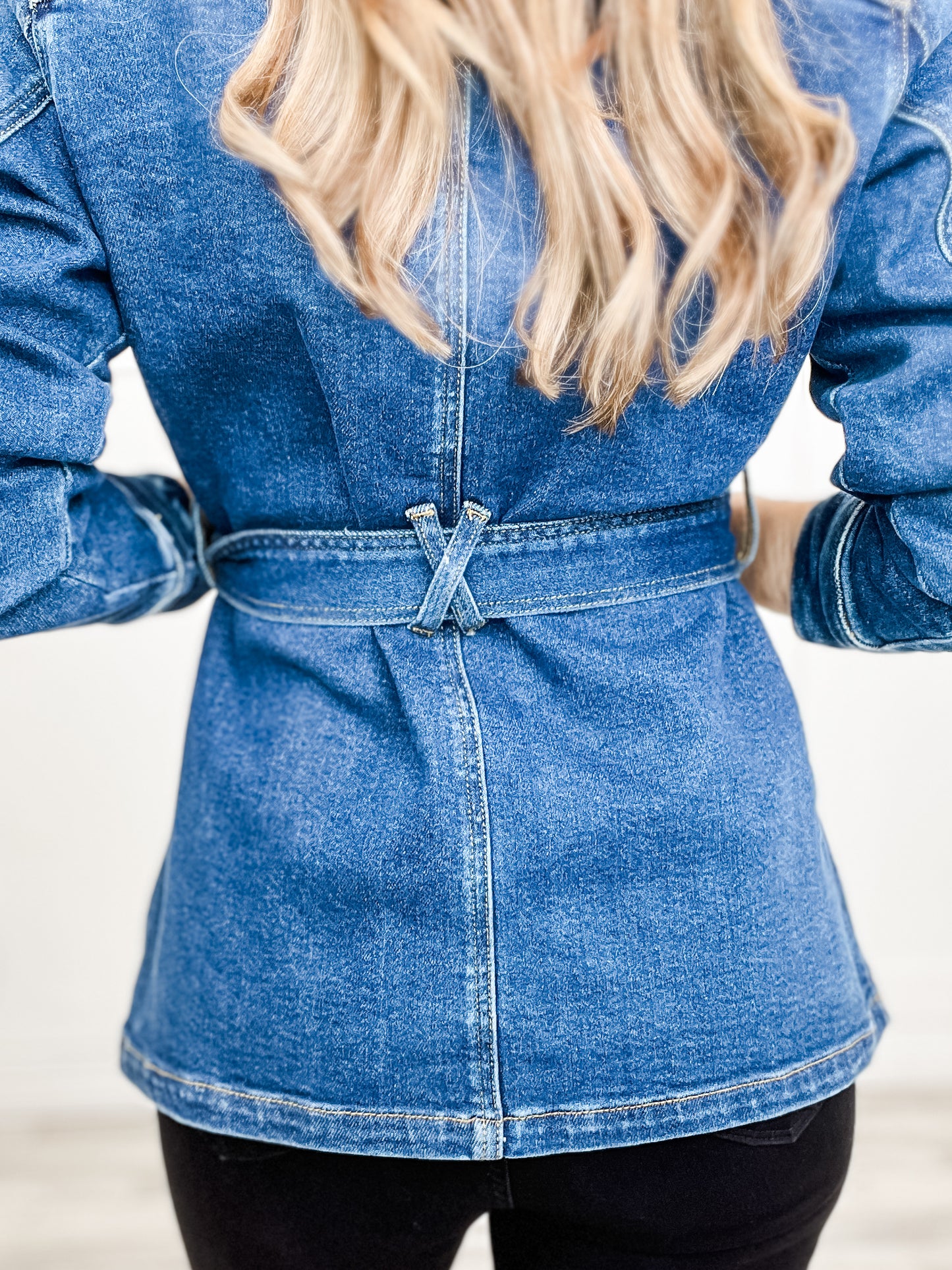 Judy Blue Mid Length Denim Utility Side Slit Jacket