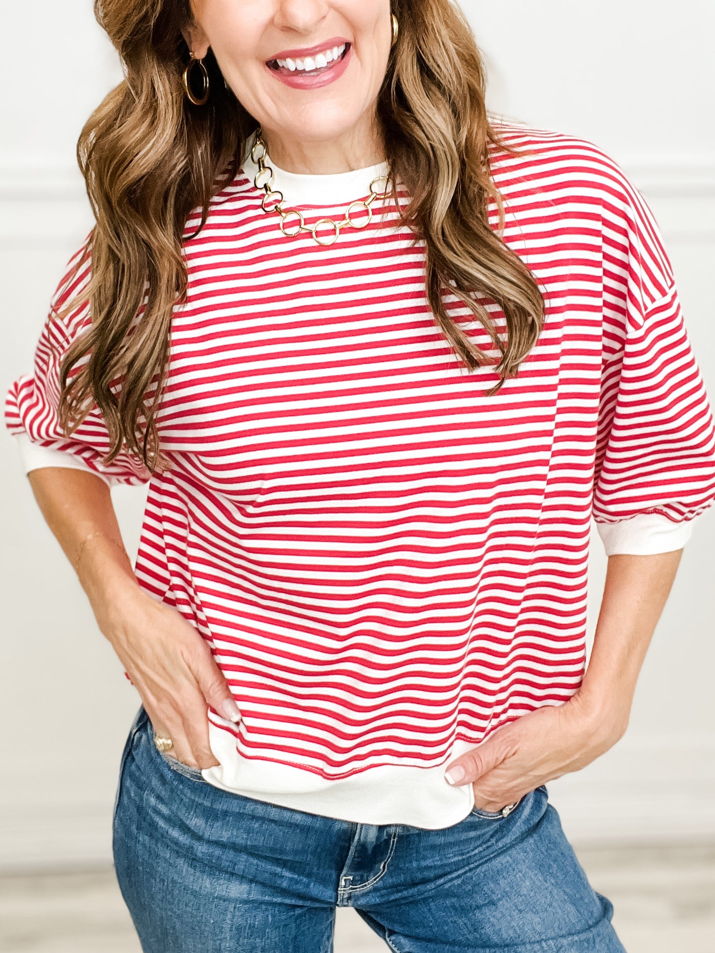 Timeless Crew Neck Short Sleeve Striped Top