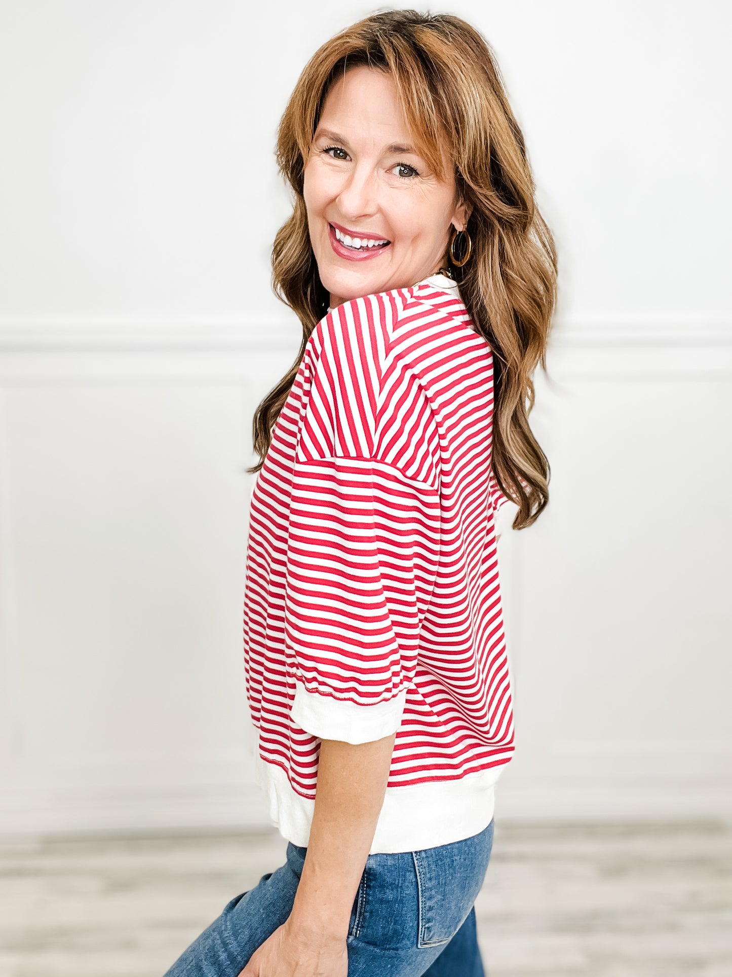 Timeless Crew Neck Short Sleeve Striped Top