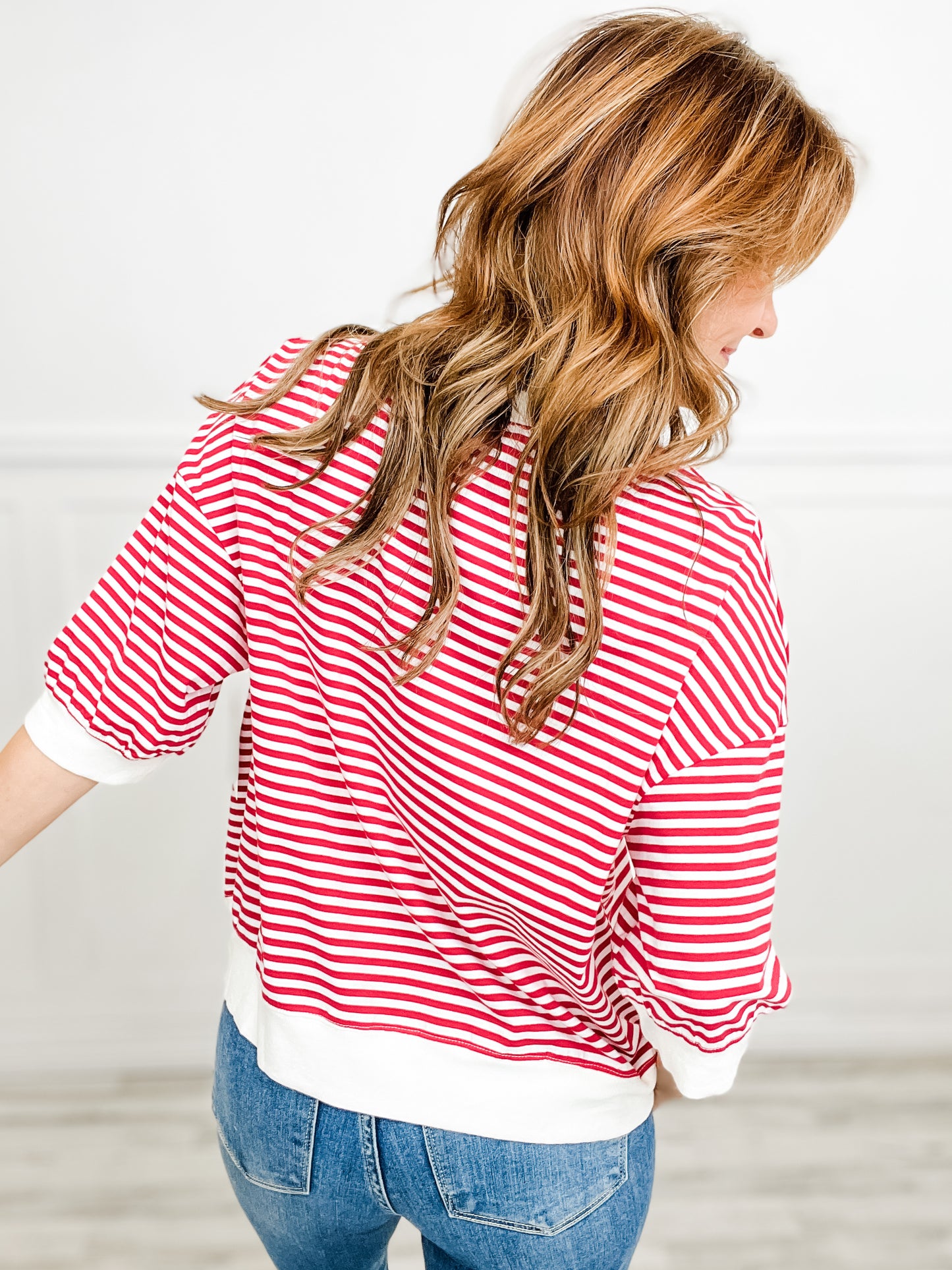 Timeless Crew Neck Short Sleeve Striped Top