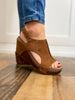 Corkys Carley Wedge Shoes in Brown Suede Croco