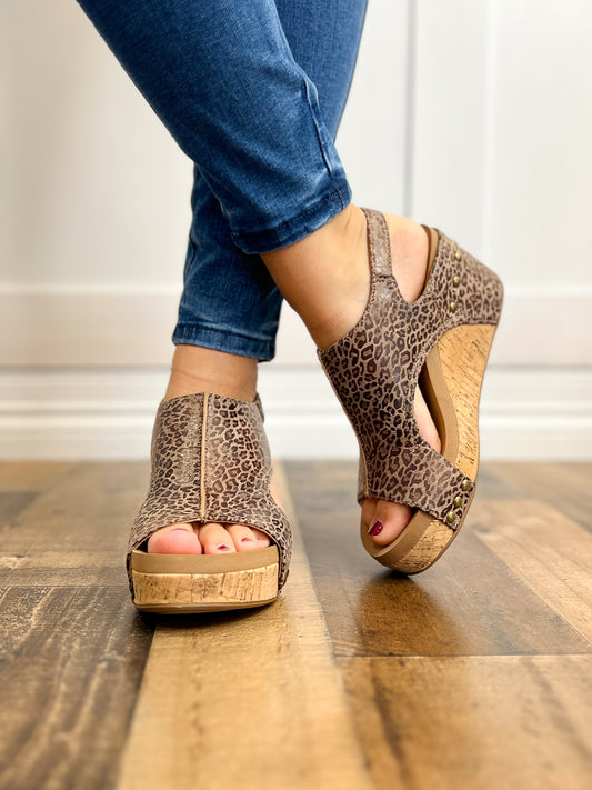 Corkys Carley Wedge Shoes in Small Leopard