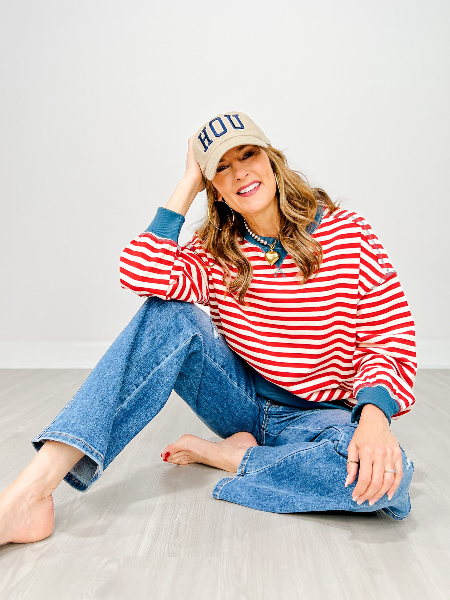 Striped Comfy Long Sleeve Oversized Knit Top