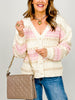 Multi-Color Textured Knit Sweater Cardigan