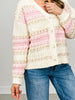 Multi-Color Textured Knit Sweater Cardigan