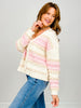 Multi-Color Textured Knit Sweater Cardigan