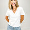 Basic Solid Short Sleeve V-Neck Top