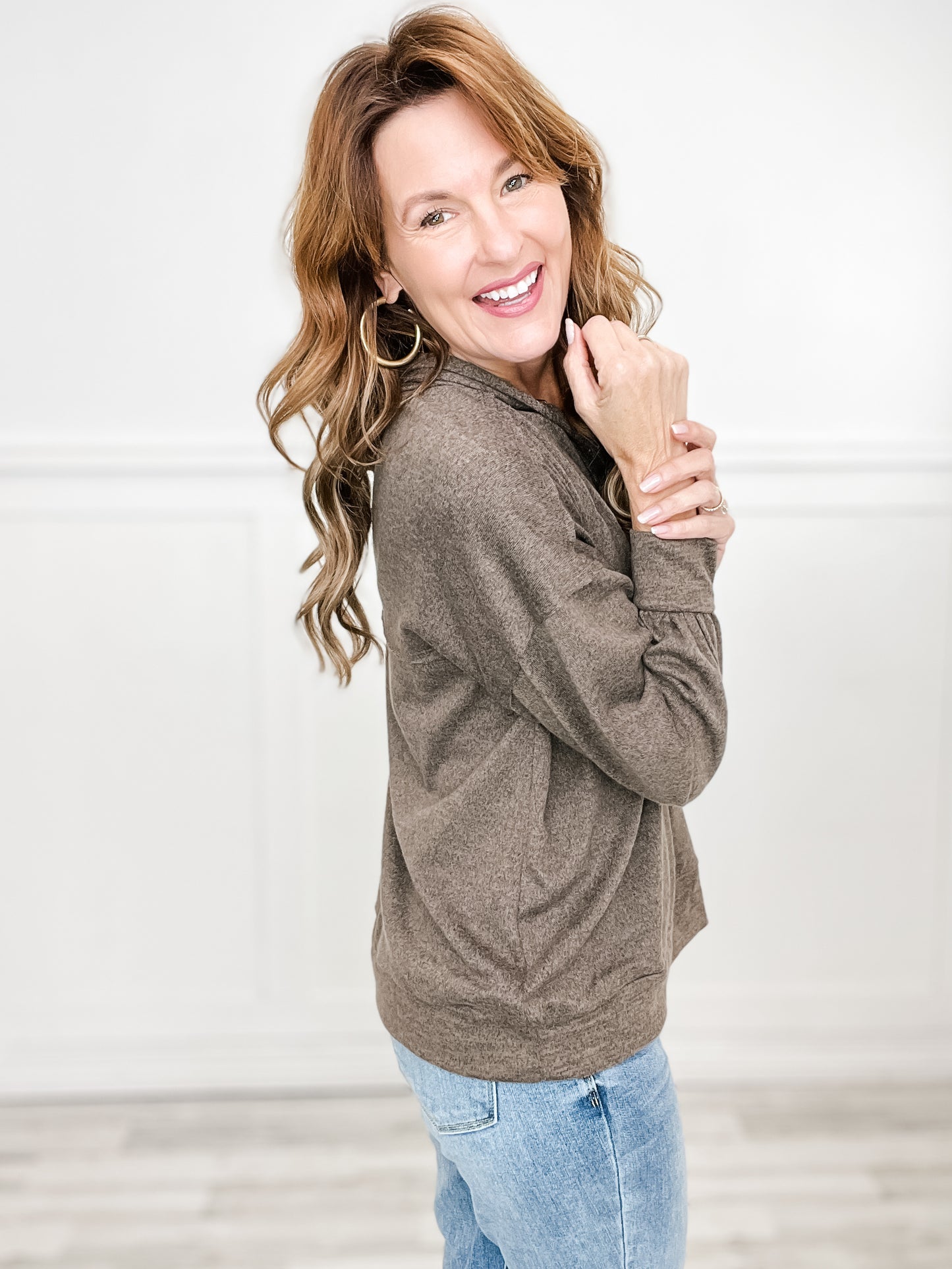 Long Sleeve Heathered Soft Top - B