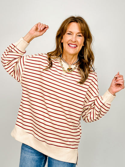 Long Sleeve Striped Comfy Casual Oversized Knit Top