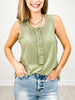 Mineral Washed Sleeveless Henley Top - GRP B