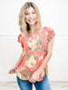 Floral Sleeveless Ruffle V-Neckline Top