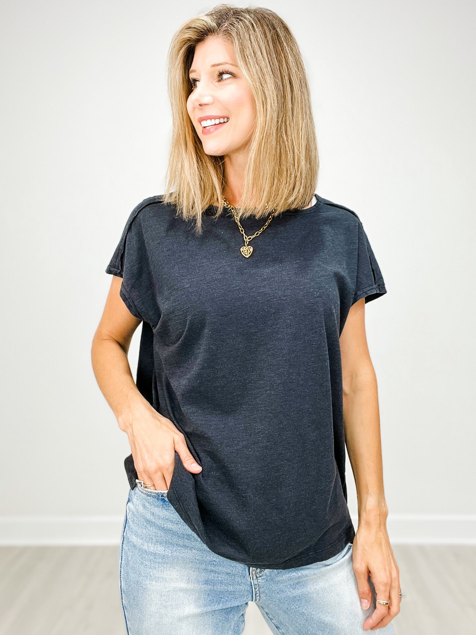 Mineral Washed Short Sleeve Top - GRP A