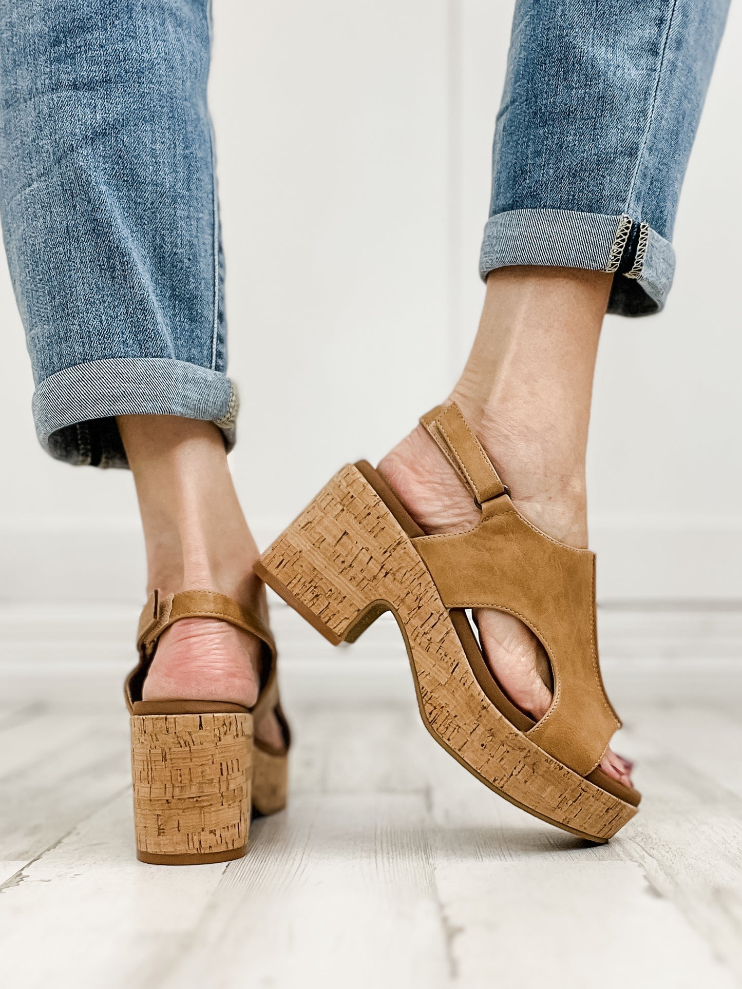 Corkys Miss Carley Block Heel Sandals in Caramel