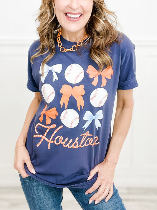 Houston Baseball and Bows Graphic Tee