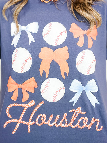 Houston Baseball and Bows Graphic Tee