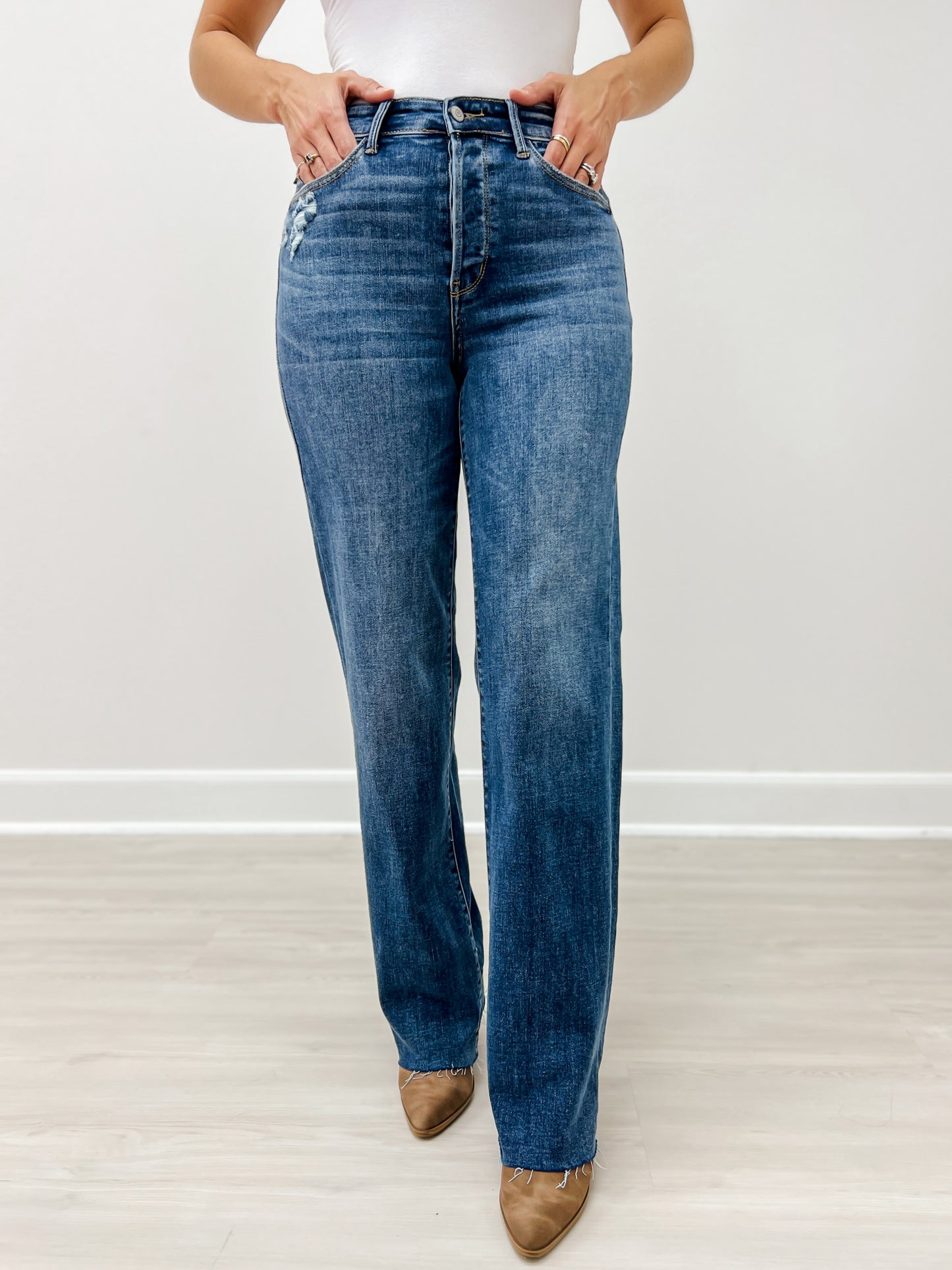 Judy Blue "JUDY" High Rise Hidden Button Fly Straight Leg Jeans
