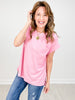 Short Sleeve Dolman Top with Round Neckline in BLOSSOM PINK