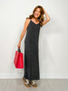 Textured Ribbed 2-Piece Maxi Dress Set in Black