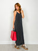 Textured Ribbed 2-Piece Maxi Dress Set in Black