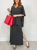 Textured Ribbed 2-Piece Maxi Dress Set in Black