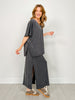 Textured Ribbed 2-Piece Maxi Dress Set in Black