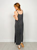 Textured Ribbed 2-Piece Maxi Dress Set in Black