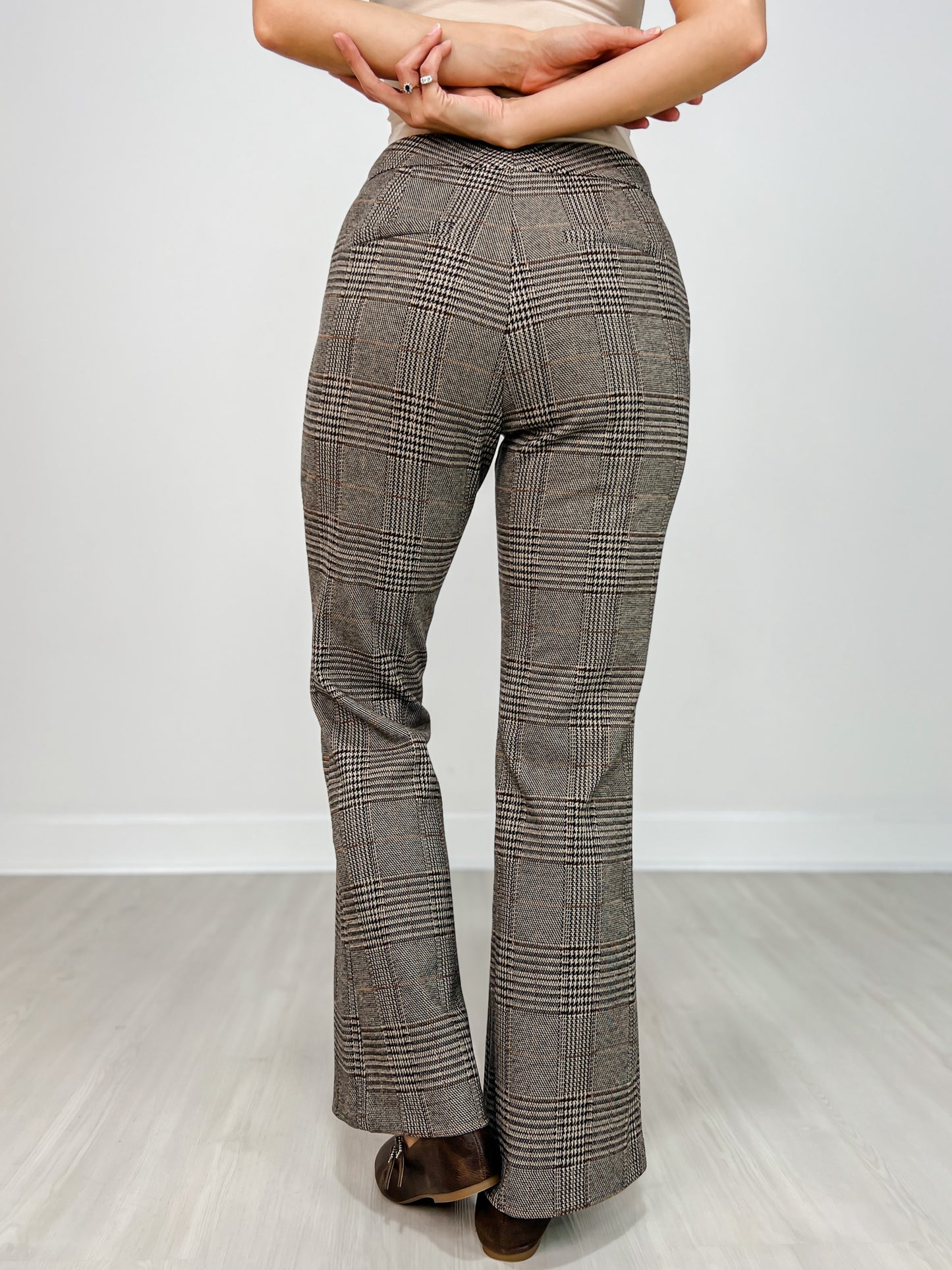 Plaid Full Length Wide Leg Pants