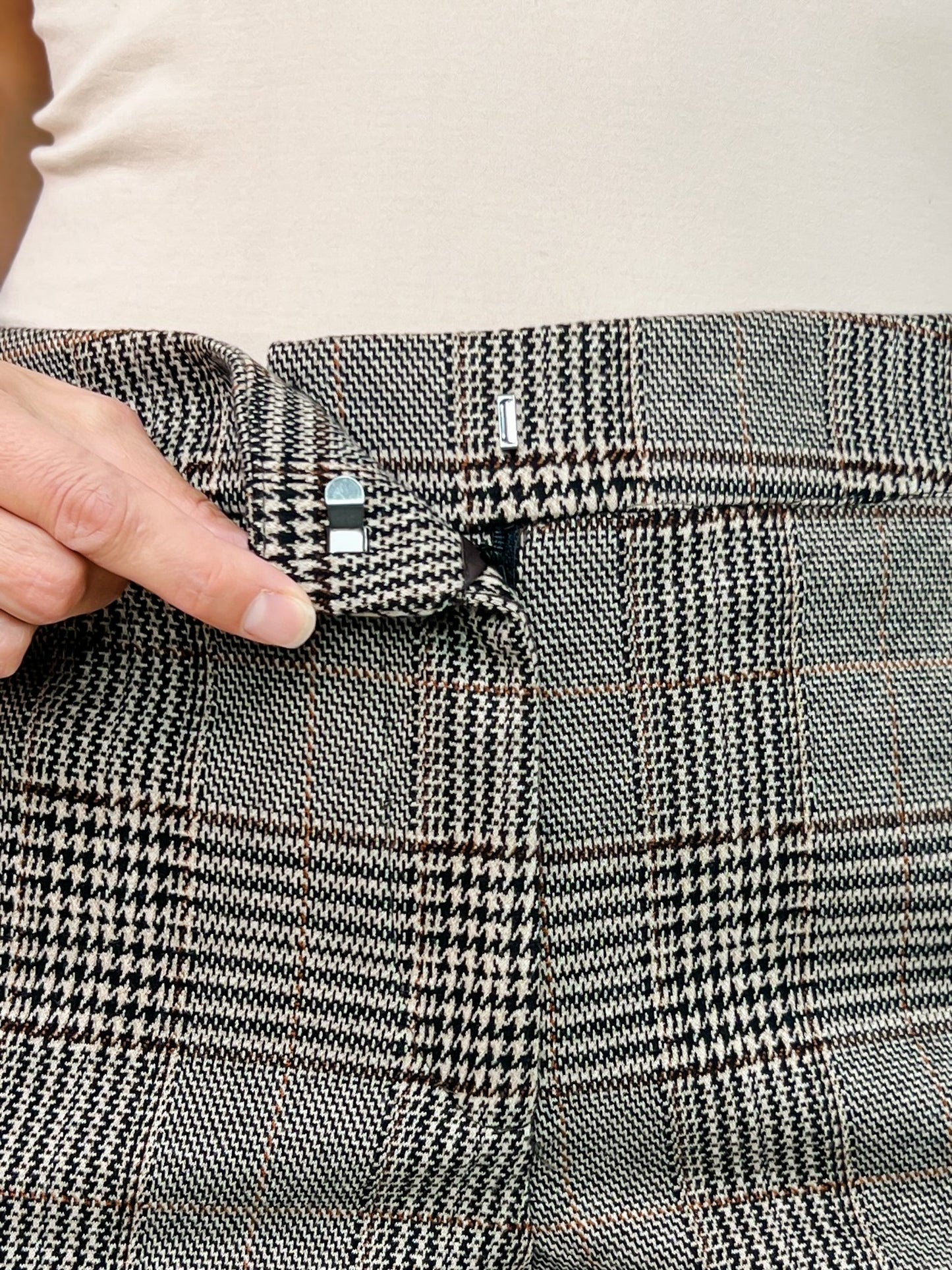 Plaid Full Length Wide Leg Pants