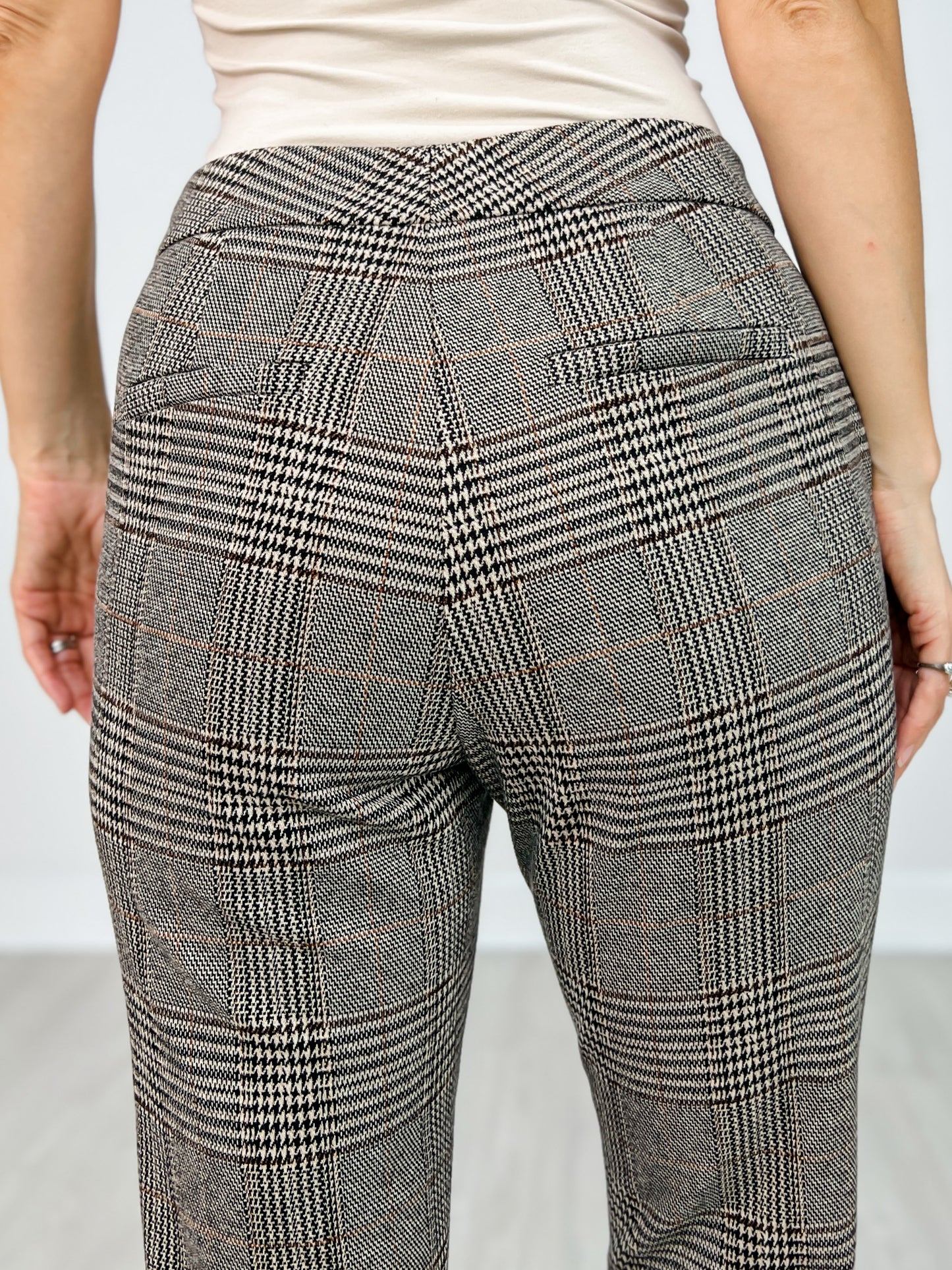 Plaid Full Length Wide Leg Pants