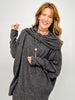 Brushed Thermal Cowl Neck 2-Piece Set in Black