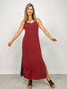 Textured Ribbed 2-Piece Maxi Dress Set in Wine