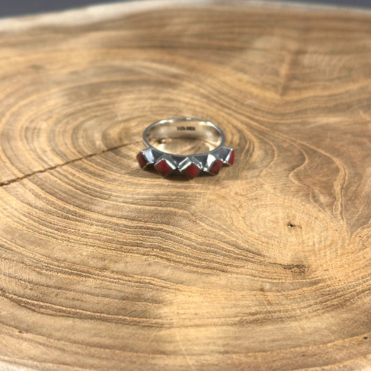 Sterling Silver and Red Jasper 5 stone ring