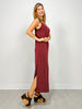 Textured Ribbed 2-Piece Maxi Dress Set in Wine