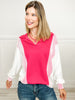 Long Sleeve Ribbed Collared V-Neck Top