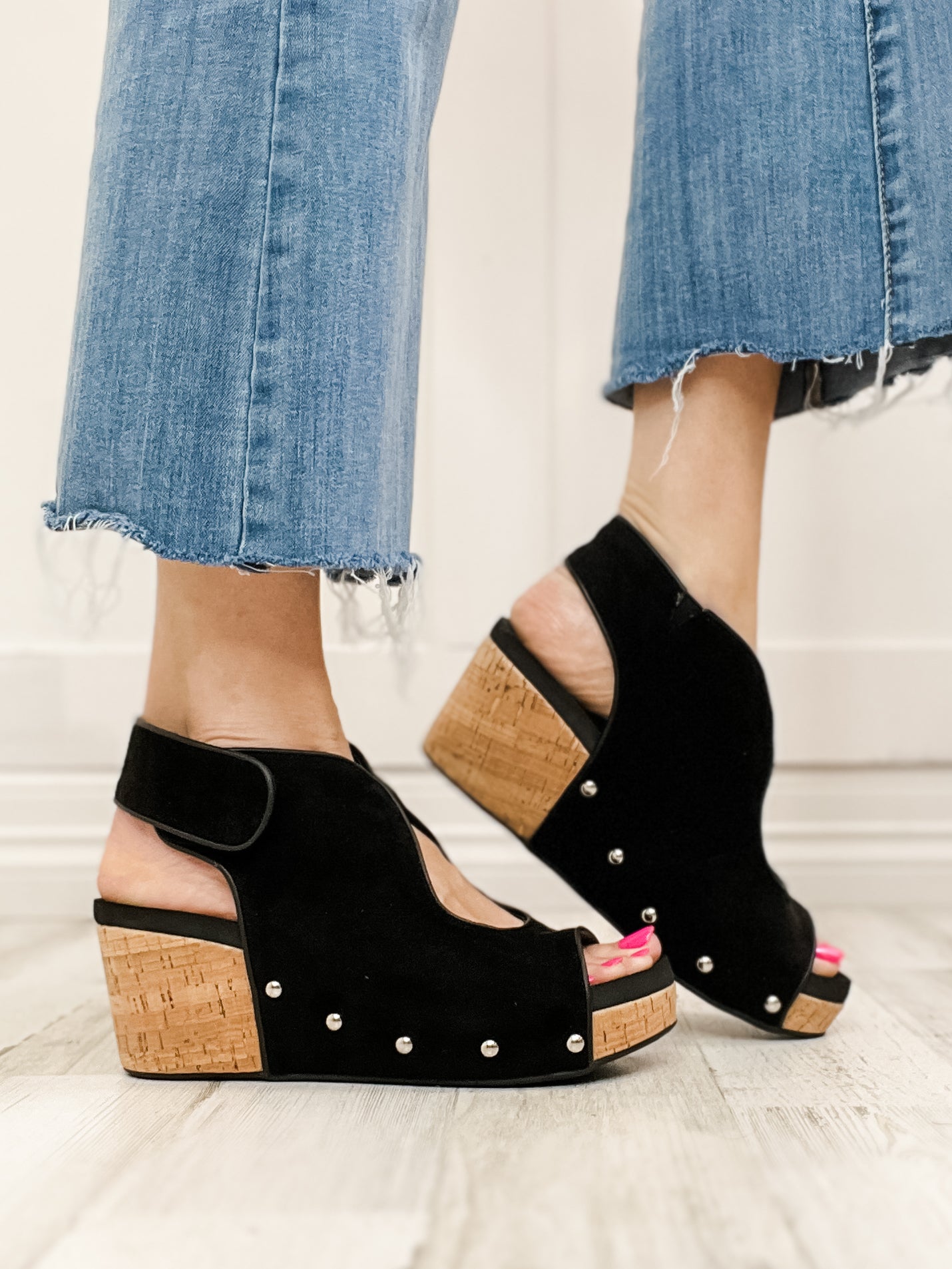 Corkys Frisky Wedge Sandals in Black