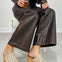 Distressed Faux Leather Wide Leg Pants