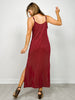 Textured Ribbed 2-Piece Maxi Dress Set in Wine