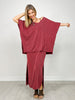 Textured Ribbed 2-Piece Maxi Dress Set in Wine