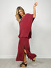 Textured Ribbed 2-Piece Maxi Dress Set in Wine