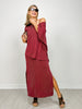 Textured Ribbed 2-Piece Maxi Dress Set in Wine