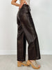 Distressed Faux Leather Wide Leg Pants