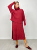 Brushed Thermal Cowl Neck 2-Piece Set in Wine