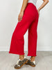 Risen Tummy Control High-Rise Crop Wide Leg Pants in Scarlet