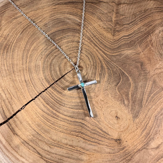 Cross with Turquoise Center Necklace